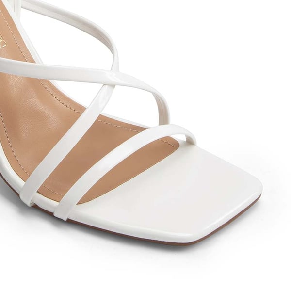Square-Toe Strappy Stiletto Heel Sandals - WHITE-PAT - 6